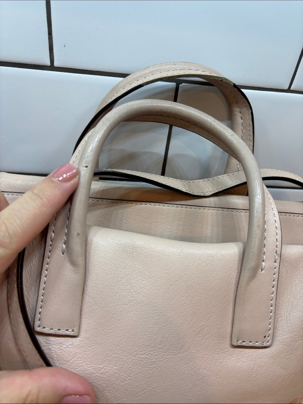 COACH Mini Bleecker Riley - Pale Pink Pebbled Leather Satchel with Strap - Picture 4 of 11